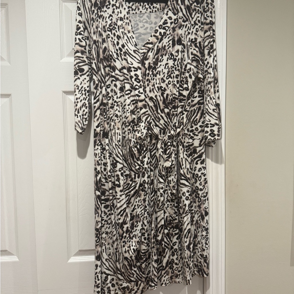 Cynthia Rowley Plus Size Black and White Animal Print Dress